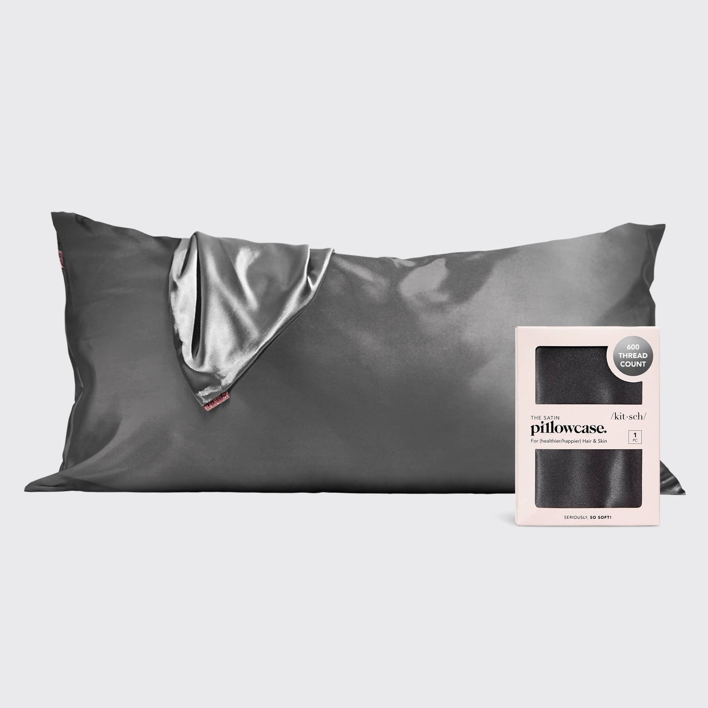 Kitsch Satin King Pillowcase Charcoal