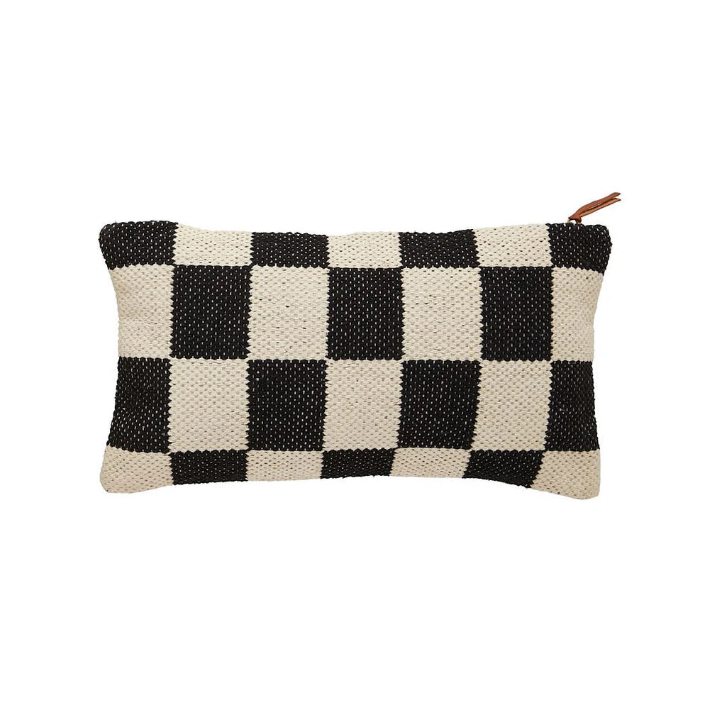 Mudpie Lumbar Dhurrie Checkered Pillow