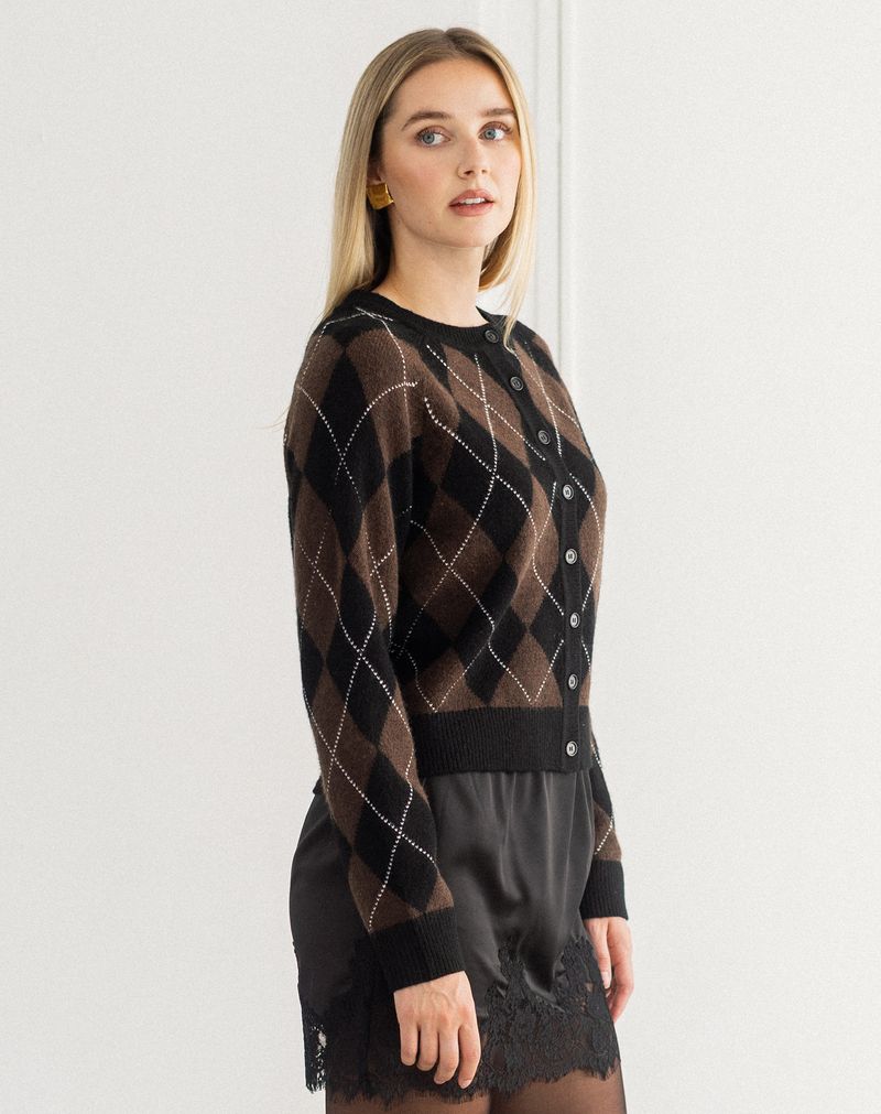 Brunette The Label Little Sister Argyle Cardigan