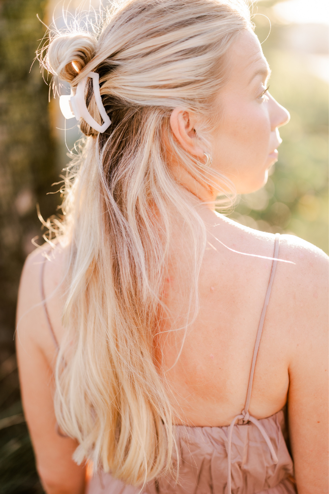 Teleties Open Hair Clip Small Coconut White