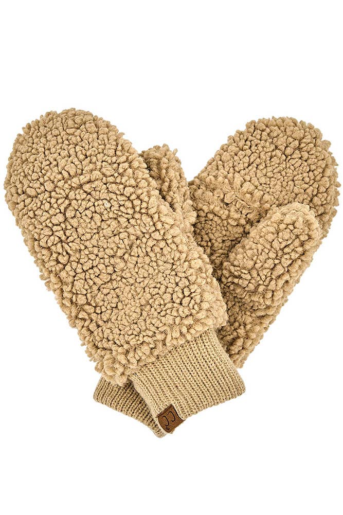 Sherpa Mitten Gloves: Dark Camel