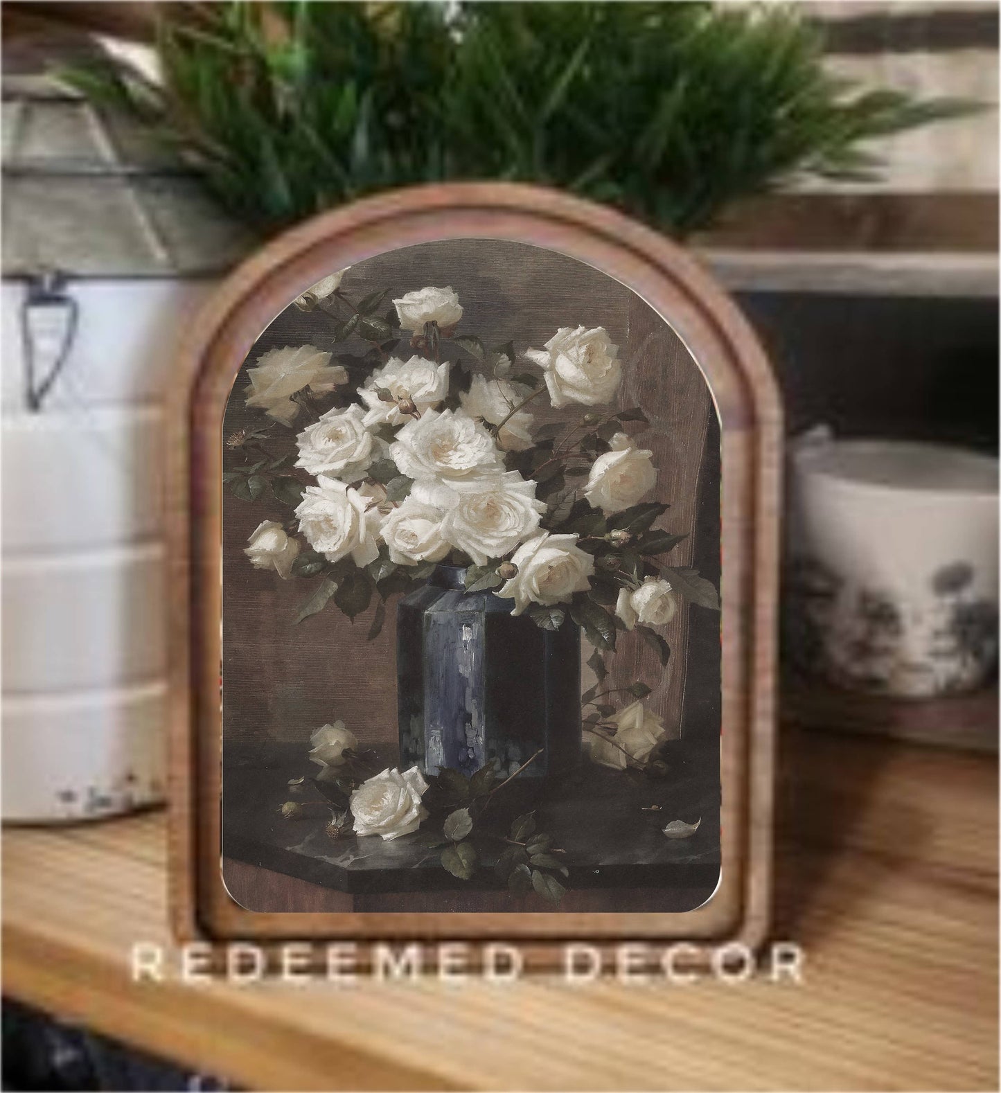 Arch Top Moody Roses Framed Art : 6x8"