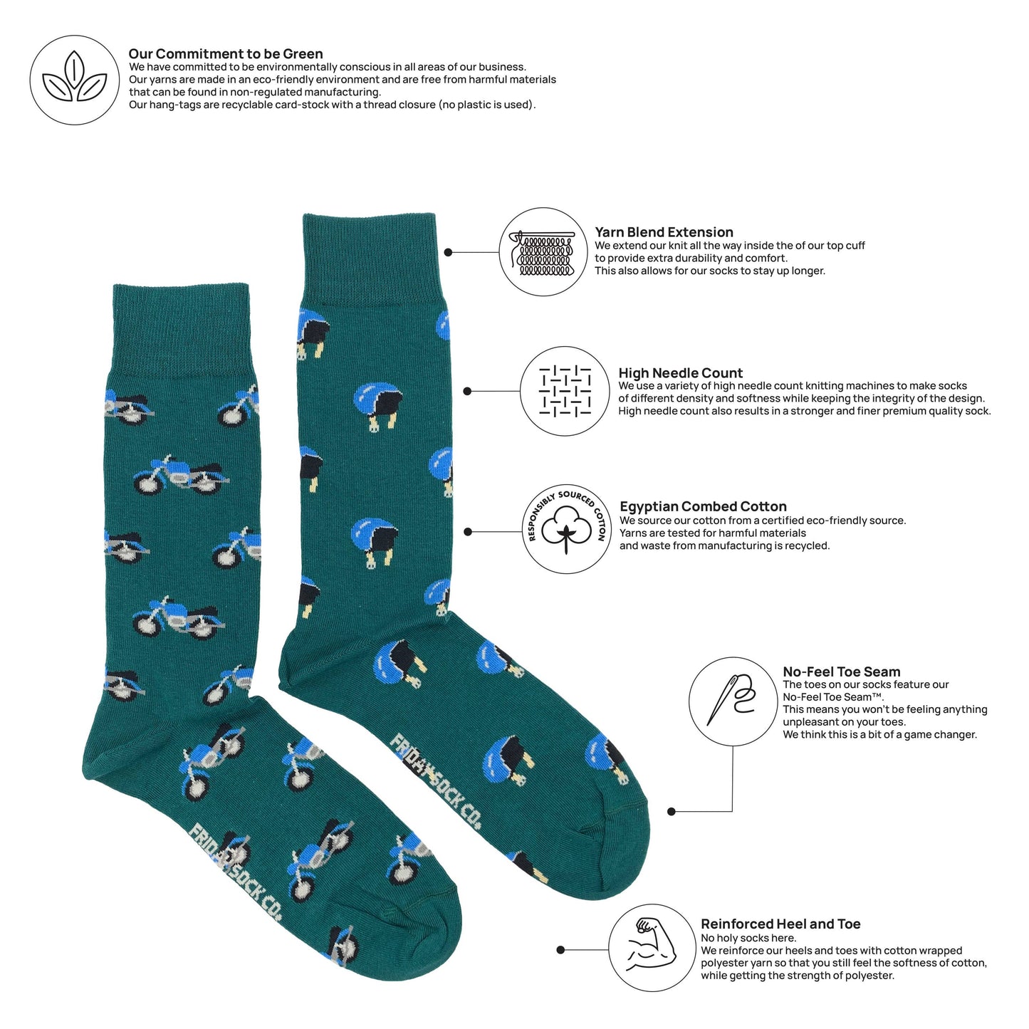 Friday Sock Co. Men's Motorcycle Helmet & Motorcycle Socks