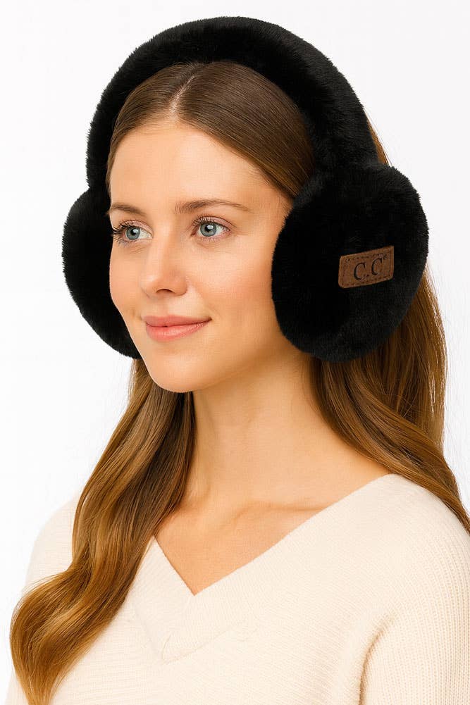 Faux Fur Warm Earmuff: Black
