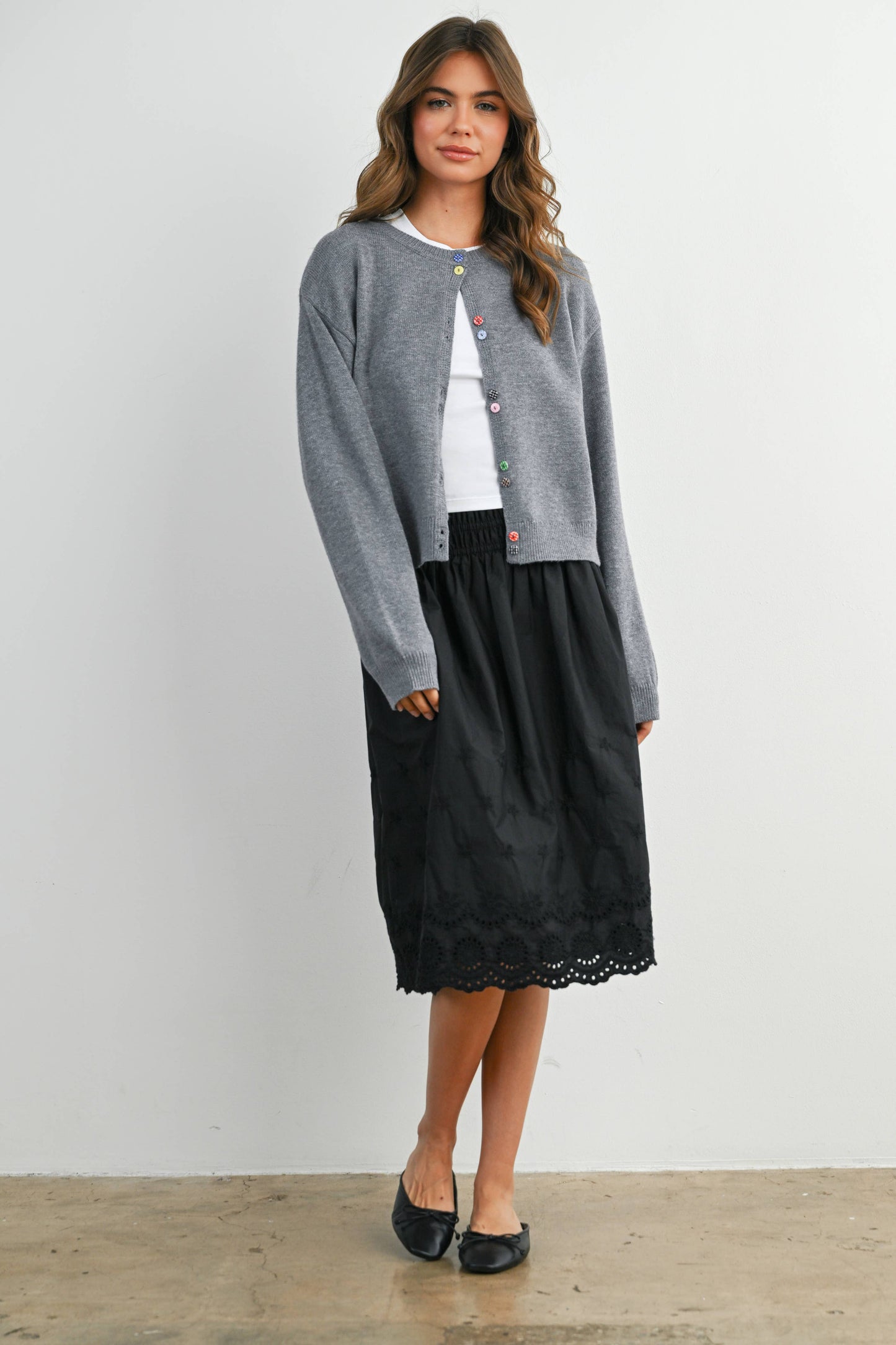 Long Sleeve Buttoned Cropped Cardigan