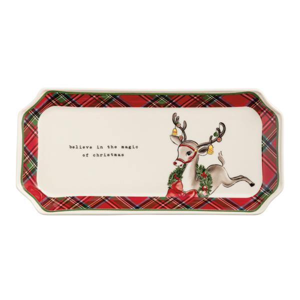 Mudpie Reindeer Tartan Everything Dish