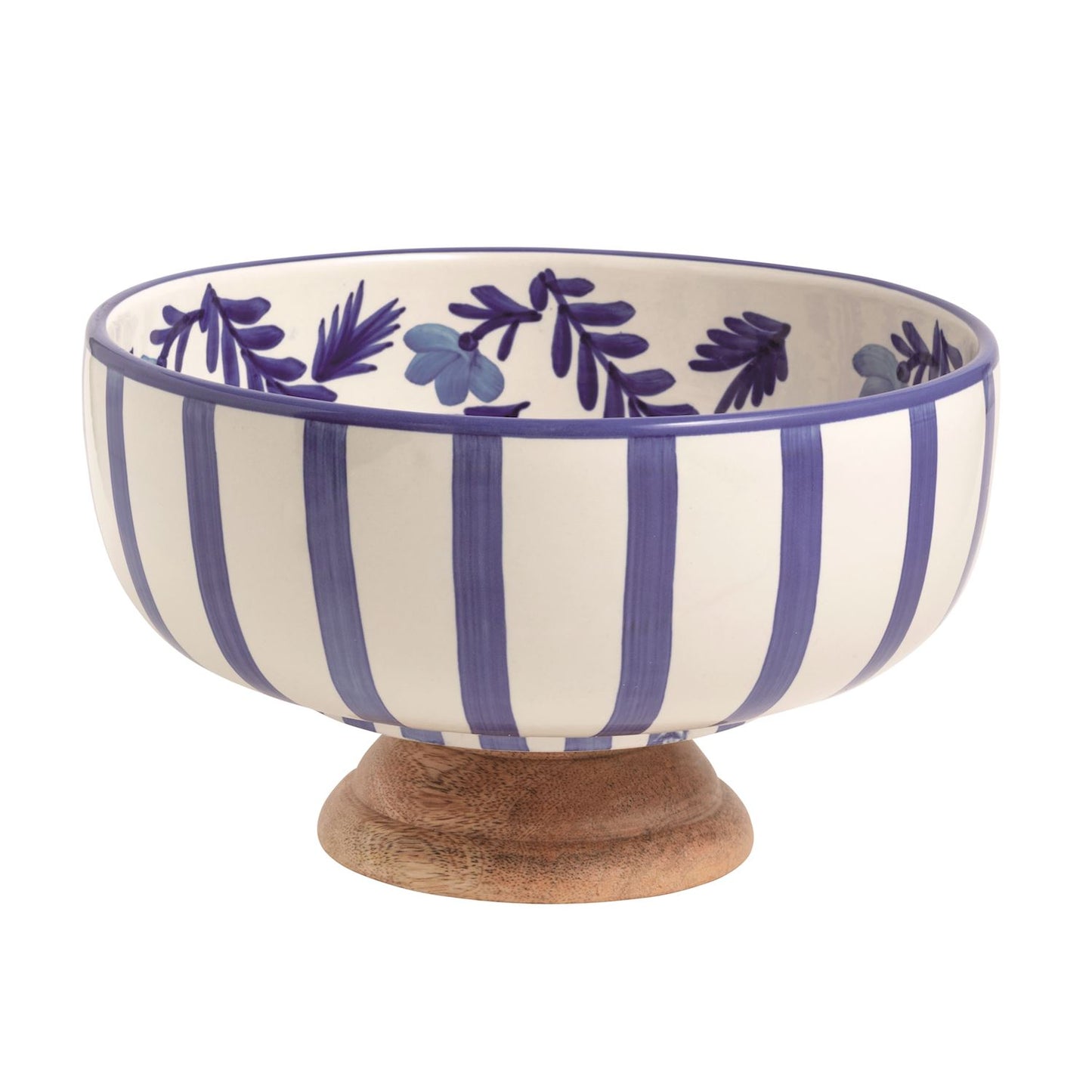 Mudpie Blue Wood Pedestal Bowl