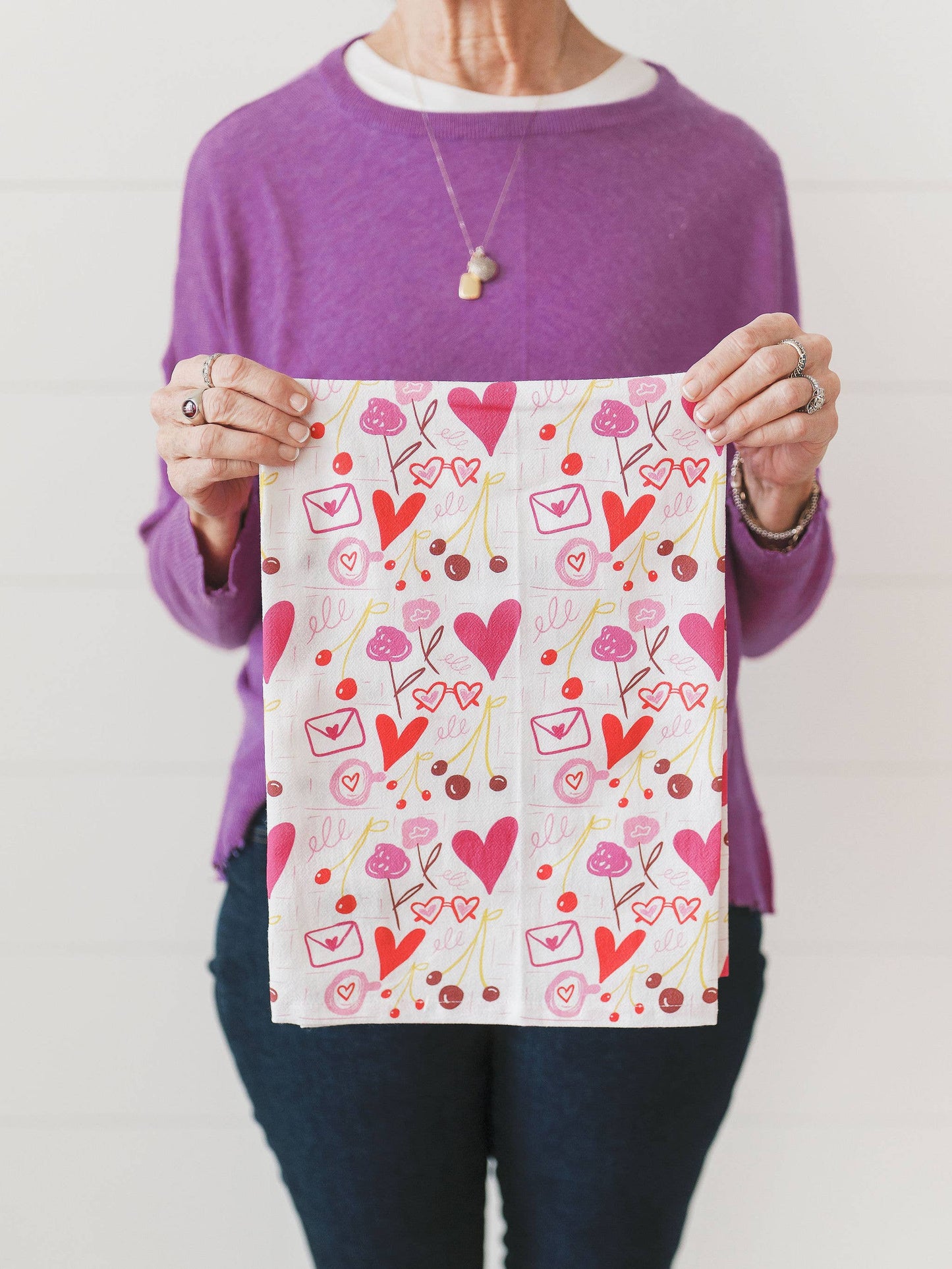 Hearts & Things Full Pattern Tea Towel | Valentine's Day