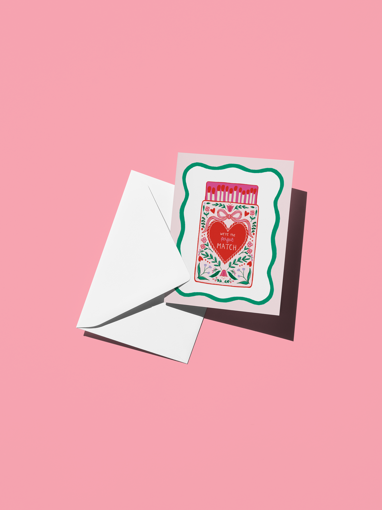 Perfect Match Love Card Matchbox Illustration Love Pun Card