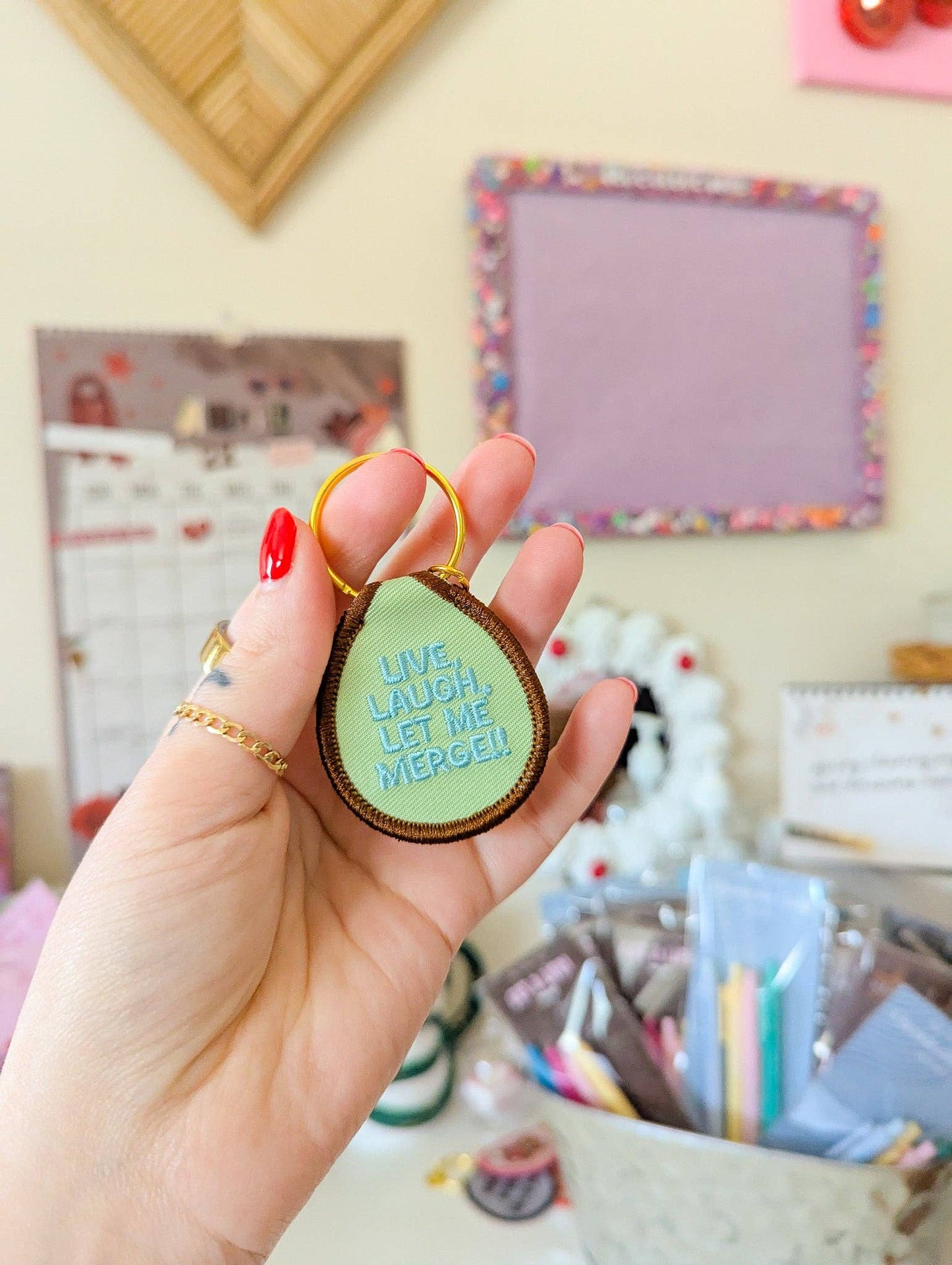 Live, Laugh, Let Me Merge Keychain