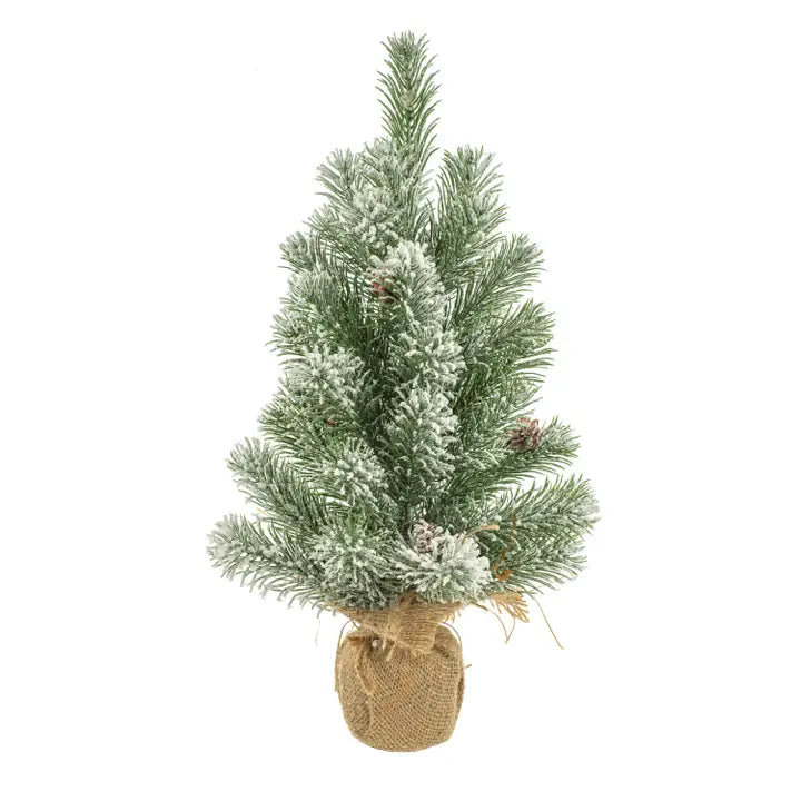 Dark Green Artificial Frosted Table Top Tree