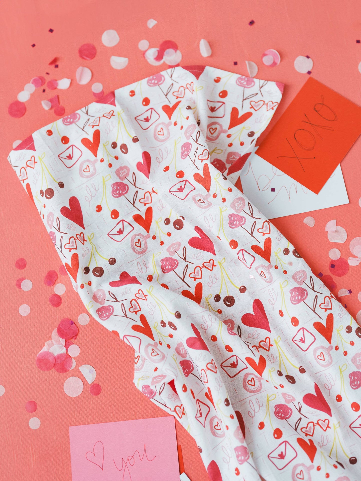 Hearts & Things Full Pattern Tea Towel | Valentine's Day