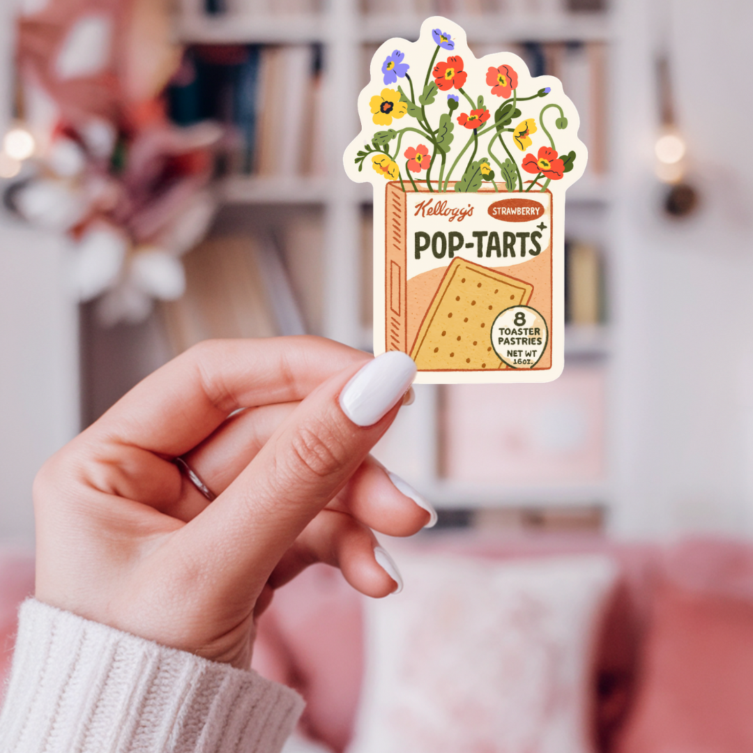 Pop-Tarts Flower Box Sticker –Retro Breakfast Meets Blooms