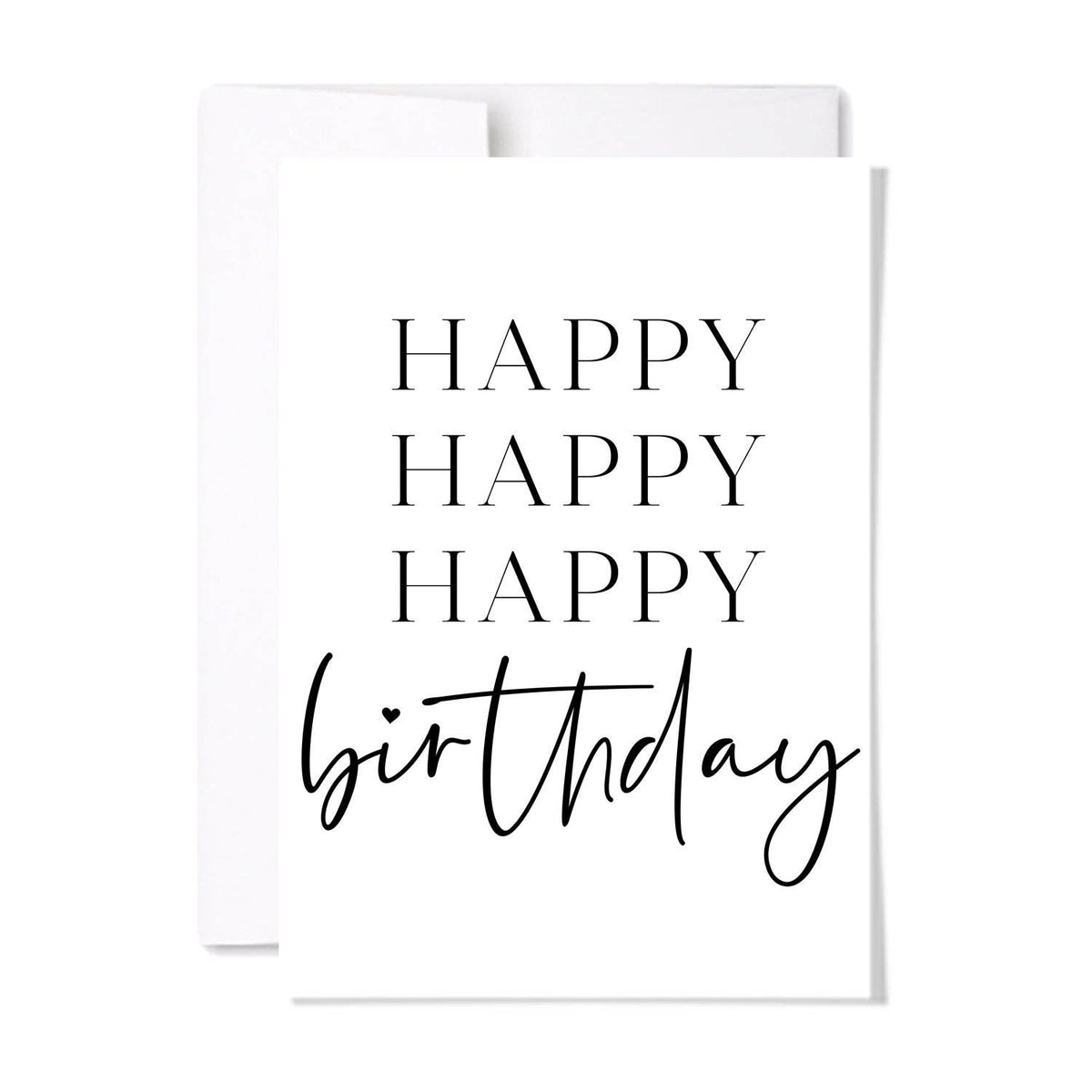 Happy Happy Happy Birthday | Minimalist Birthday Card: Single Card