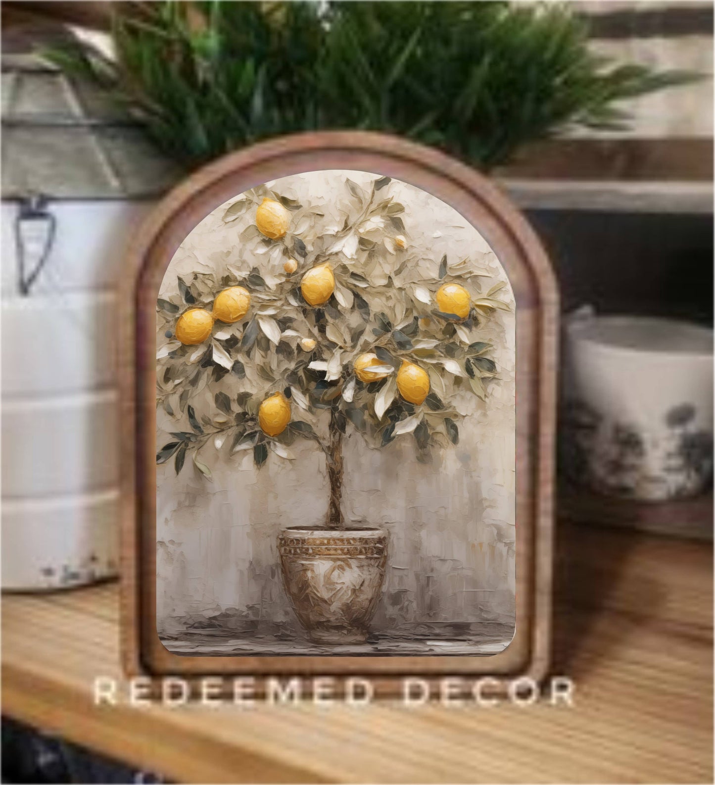 Arch Top Lemon Tree Framed Art: 6x8"
