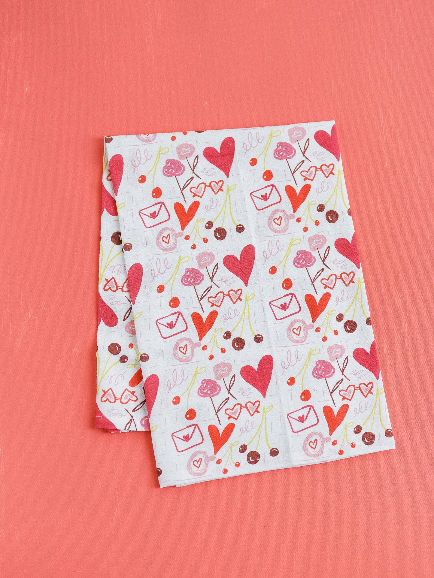 Hearts & Things Full Pattern Tea Towel | Valentine's Day