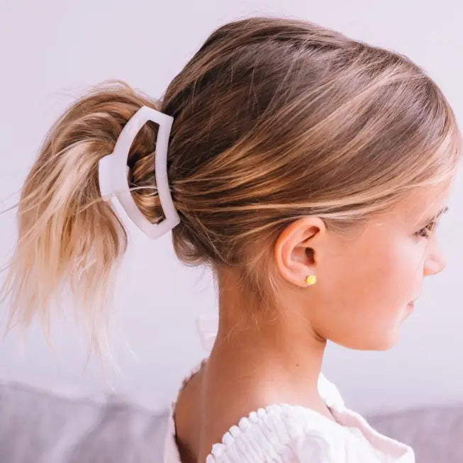 Teleties Open Hair Clip | Medium | Coconut White