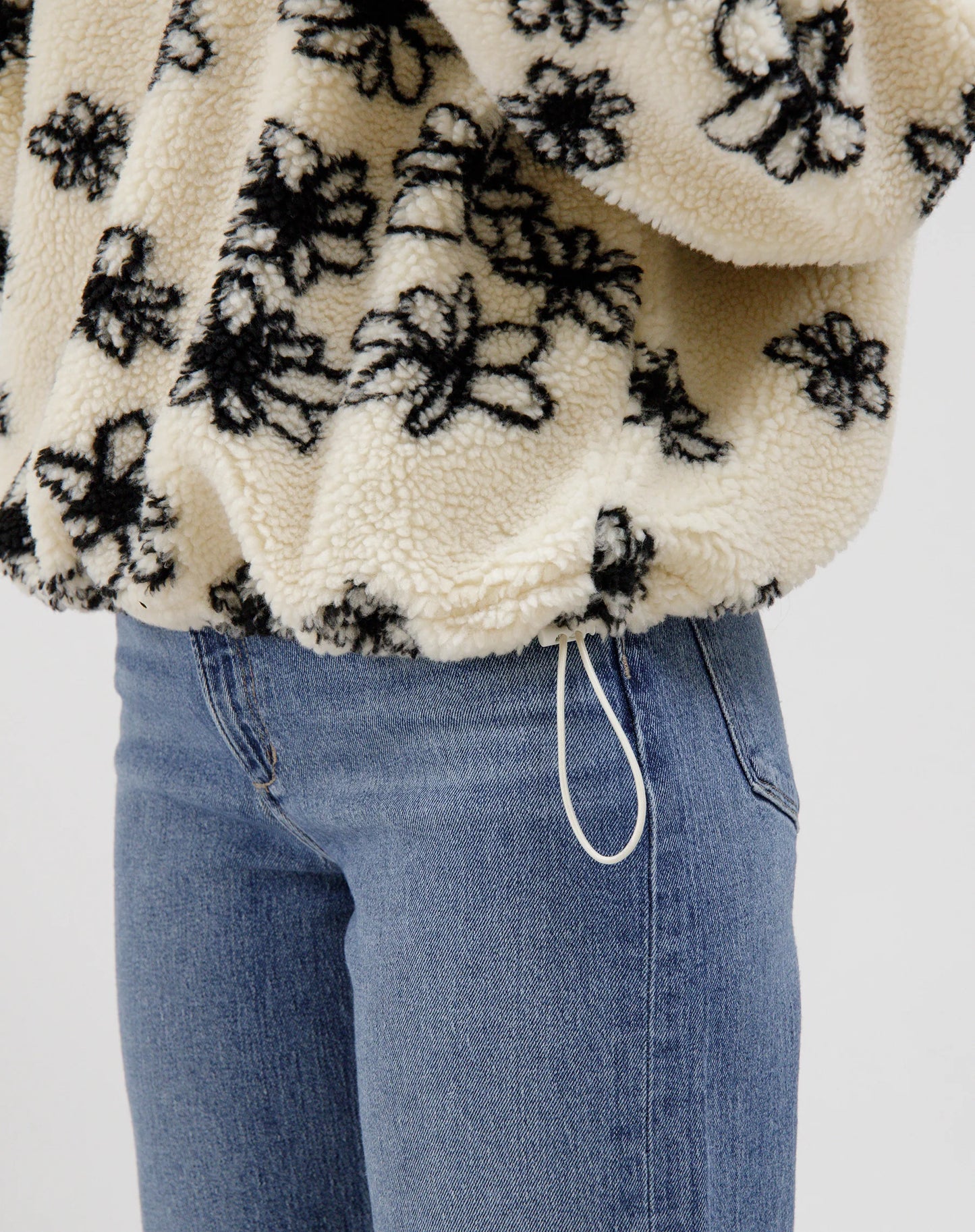 Brunette The Label Half Zip Floral Sherpa Jacket