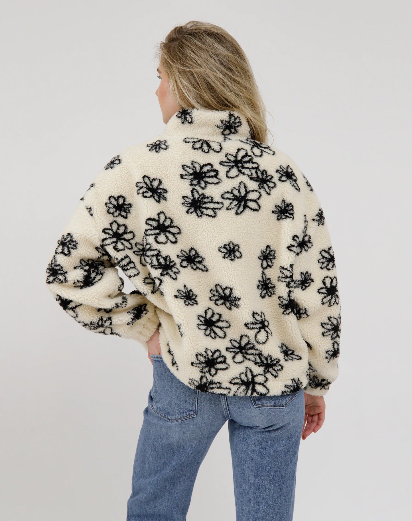 Brunette The Label Half Zip Floral Sherpa Jacket