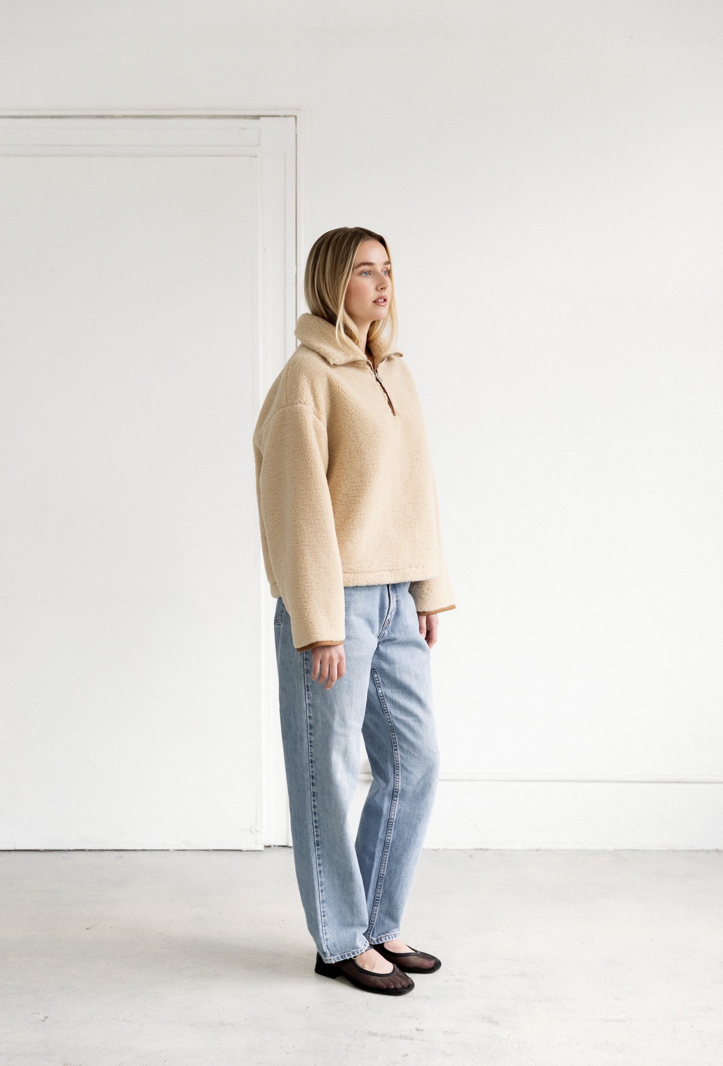 Brunette The Label Half Zip Sherpa