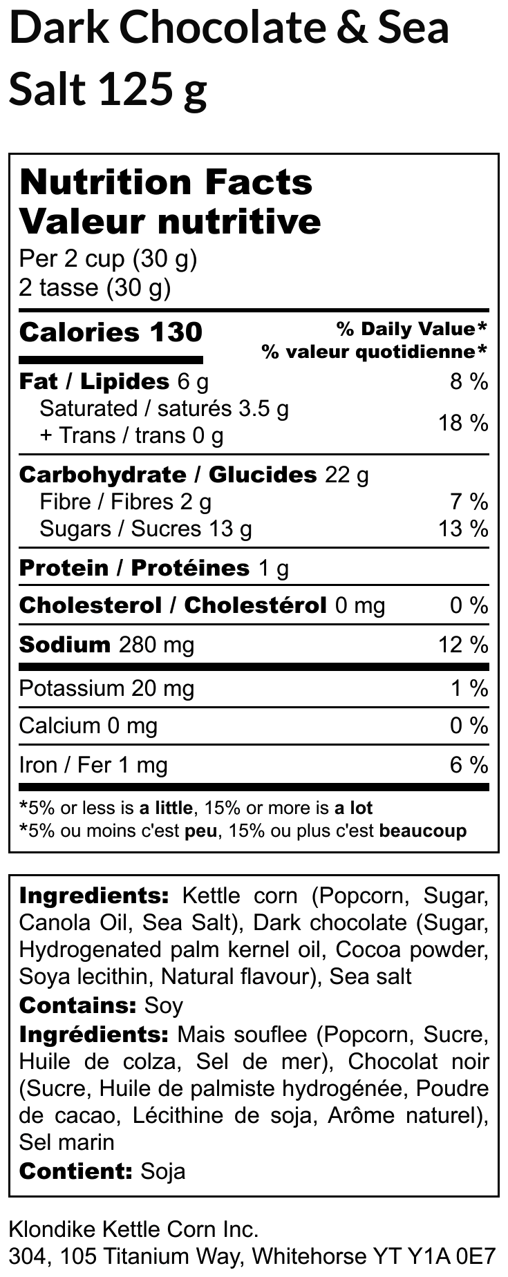 Klondike Kettle Corn Dark Chocolate & Sea Salt 125 g
