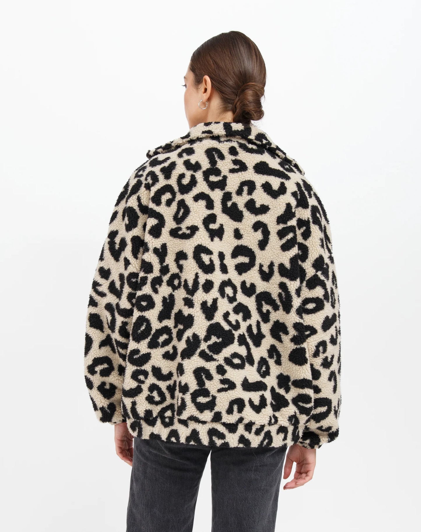 Brunette The Label Tan Leopard Sherpa Jacket