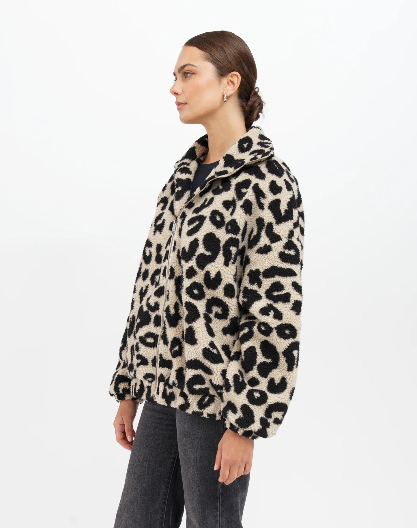Brunette The Label Tan Leopard Sherpa Jacket