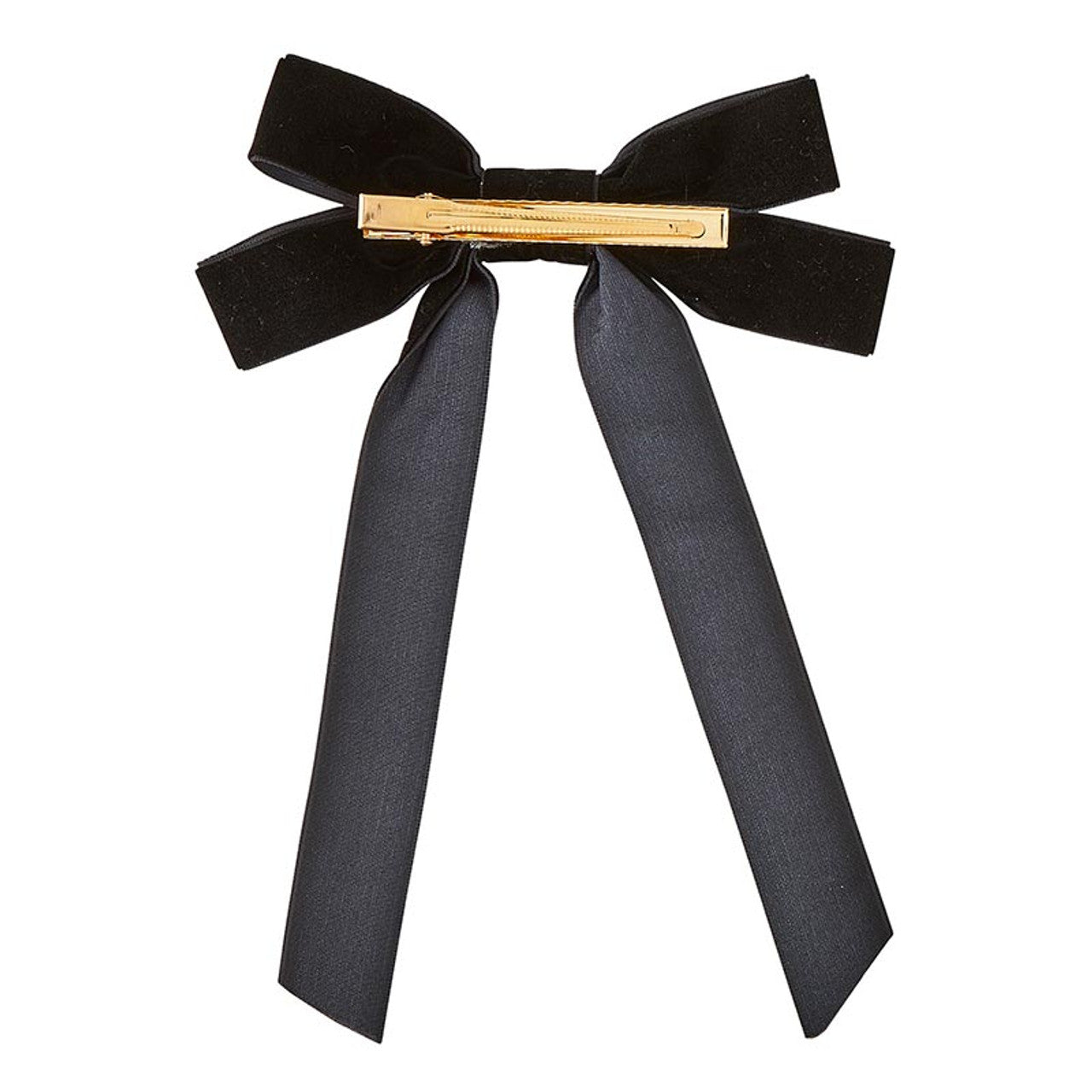Velvet Hair Bows- Black & White Set of 2