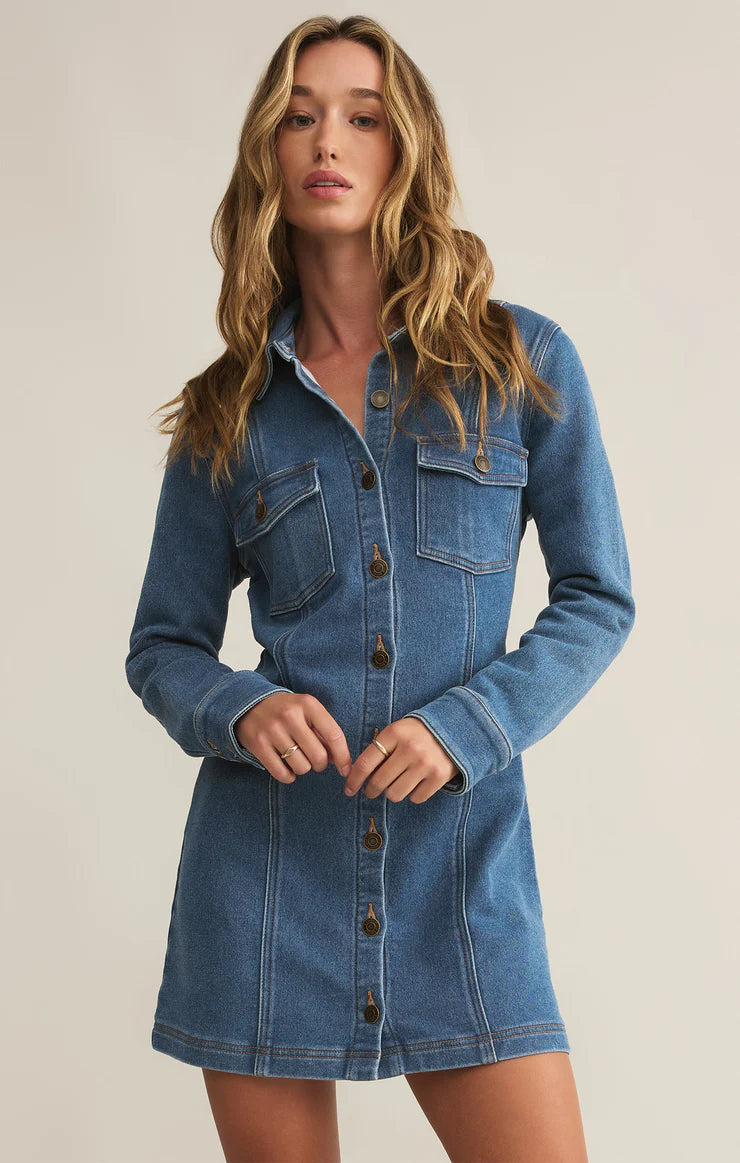 Z Supply Candice Denim MIni Dress