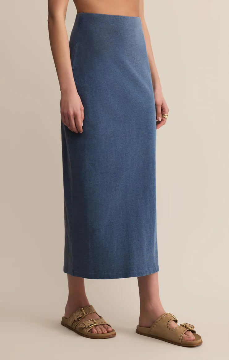 Z Supply Gail Jersey Denim Midi Skirt