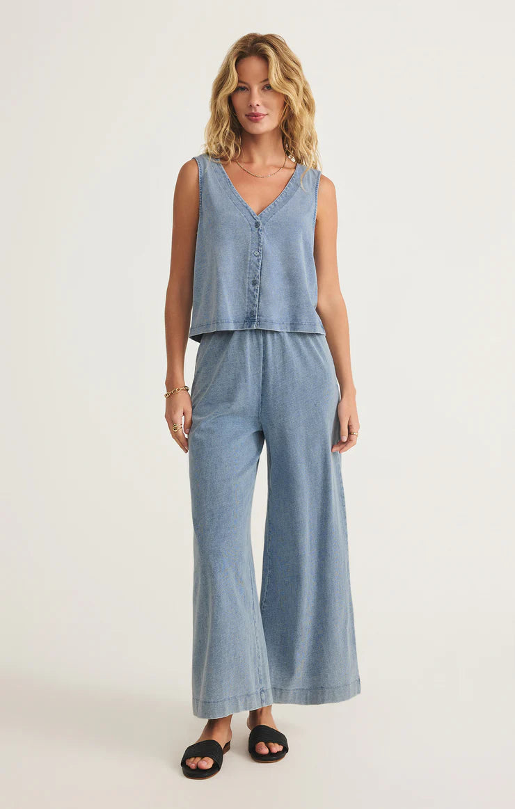 Z Supply Solace V-Neck Jersey Denim Top