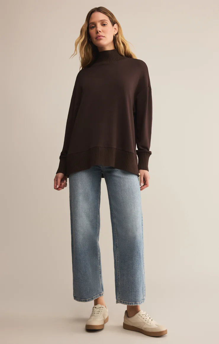 Z Supply Sable Luxe Mock Neck Top