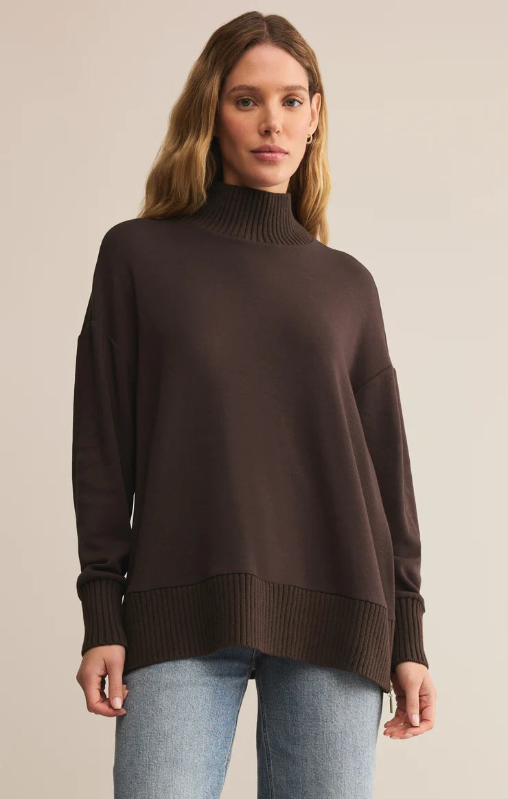 Z Supply Sable Luxe Mock Neck Top