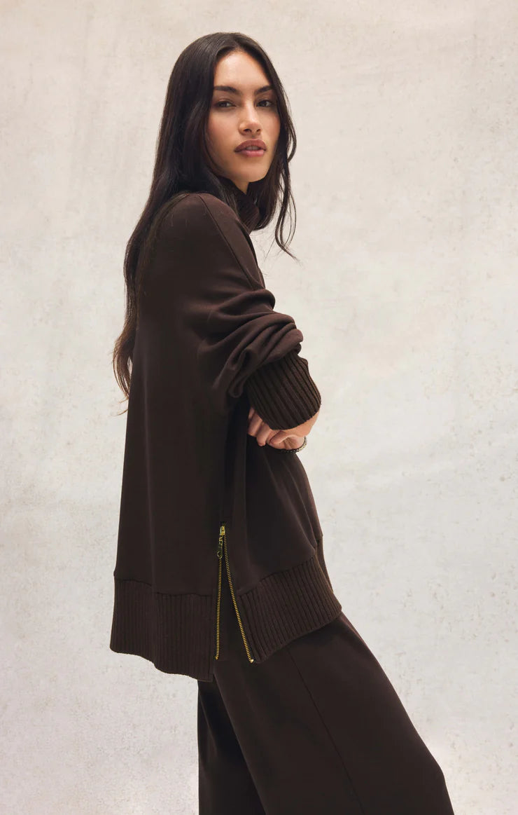 Z Supply Sable Luxe Mock Neck Top