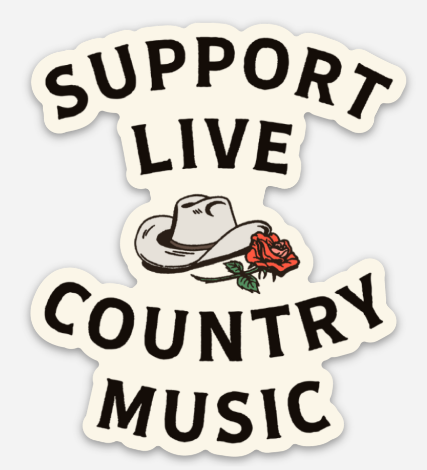 Support Live Country Music Large Sticker