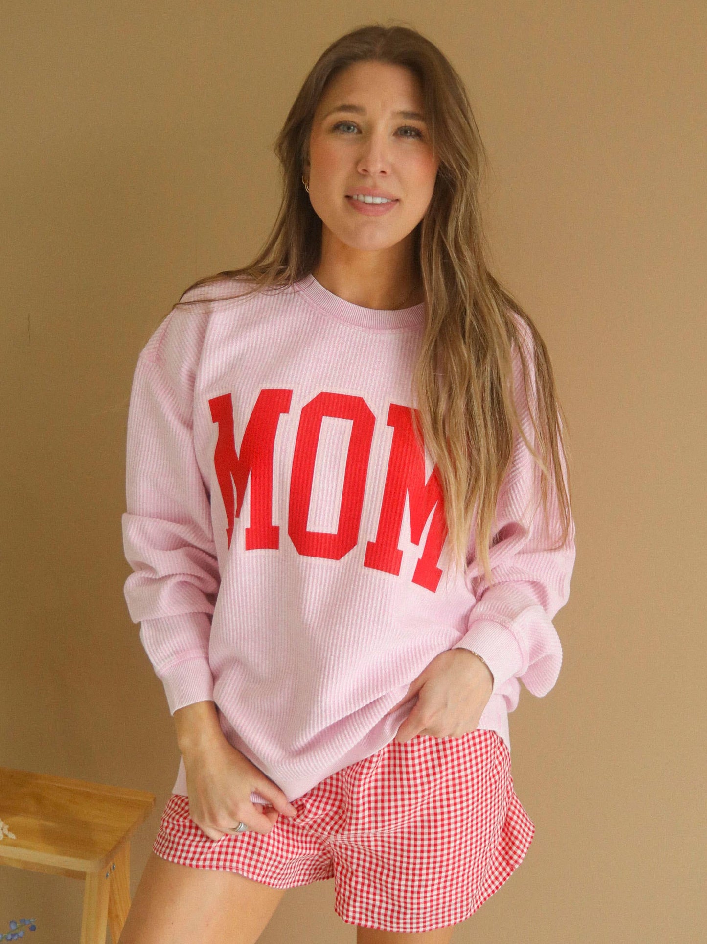 Charlie Southern Classic Pink Mom Corded Crew