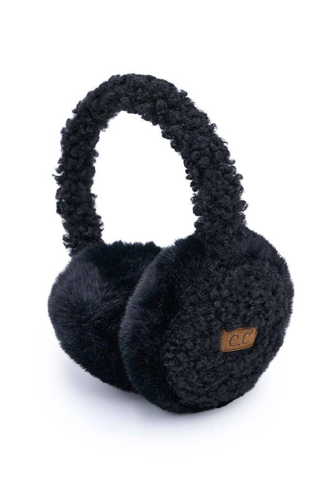 Faux Fur Sherpa Earmuffs: Black