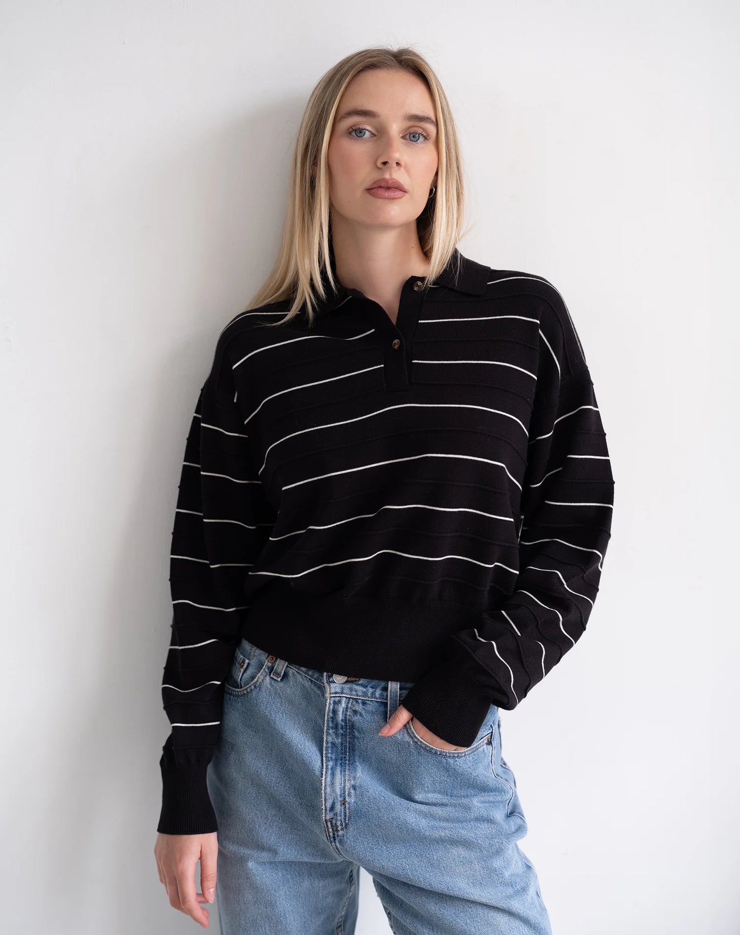 Brunette The Label Knit Polo Shirt