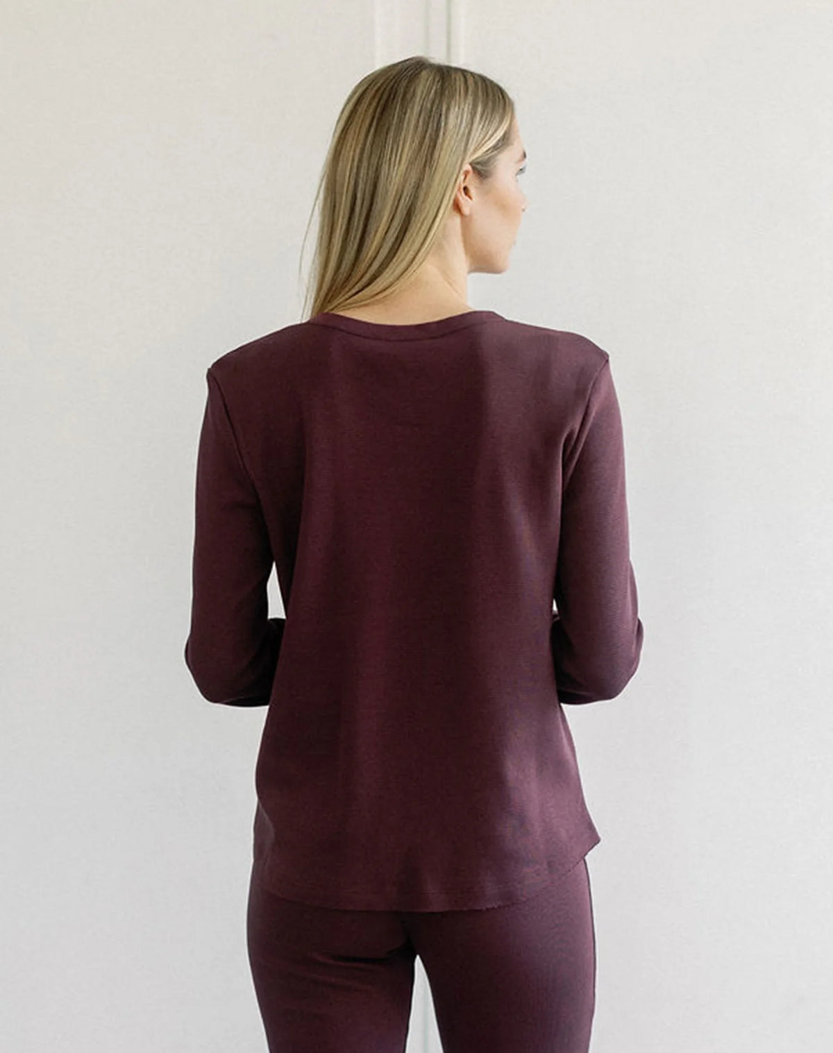Brunette The Label Waffle Henley Top