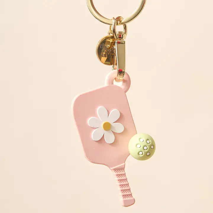 Pink Pickleball Paddle Keychain