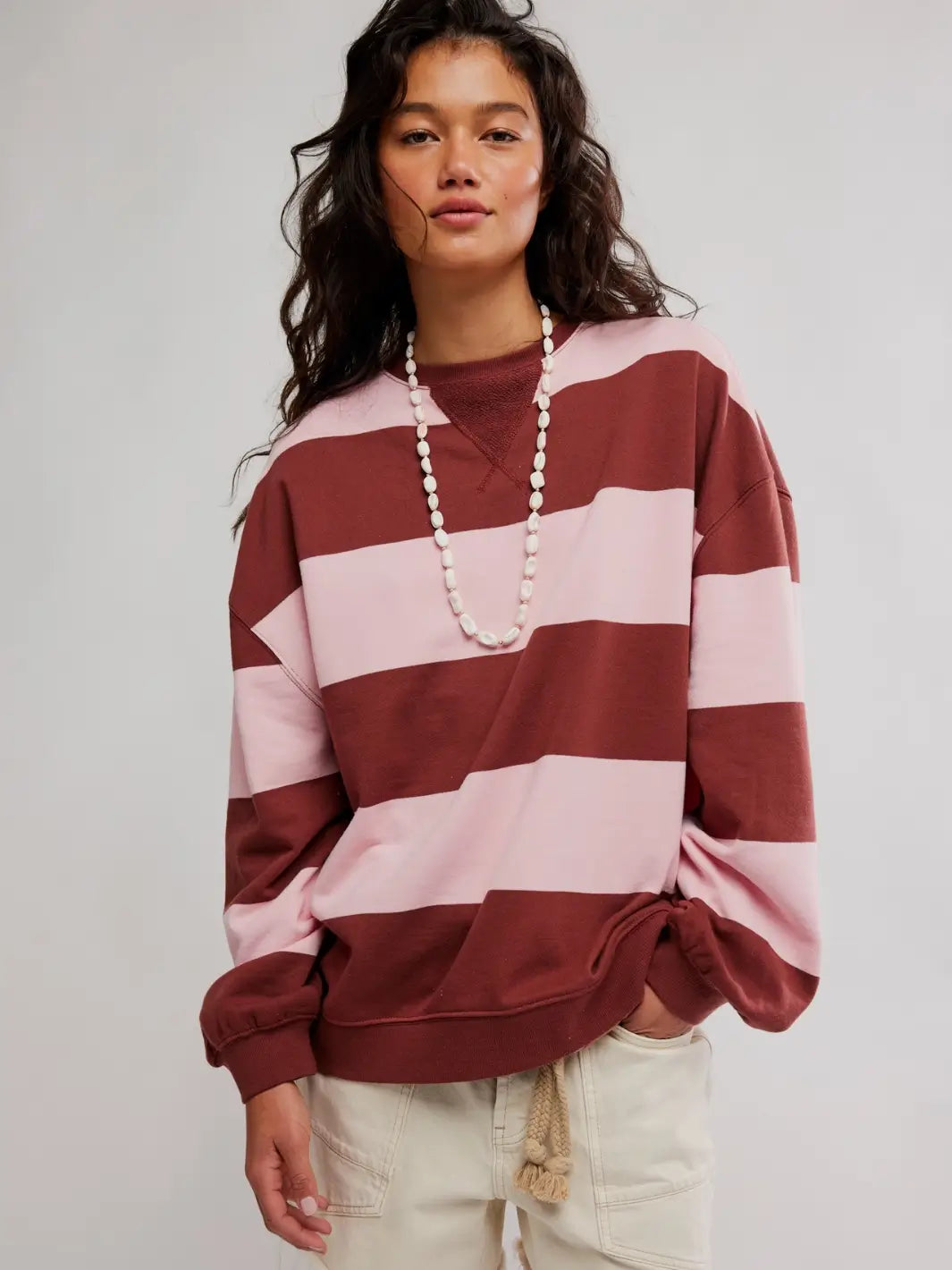 Free People Classic Striped Crew Wide