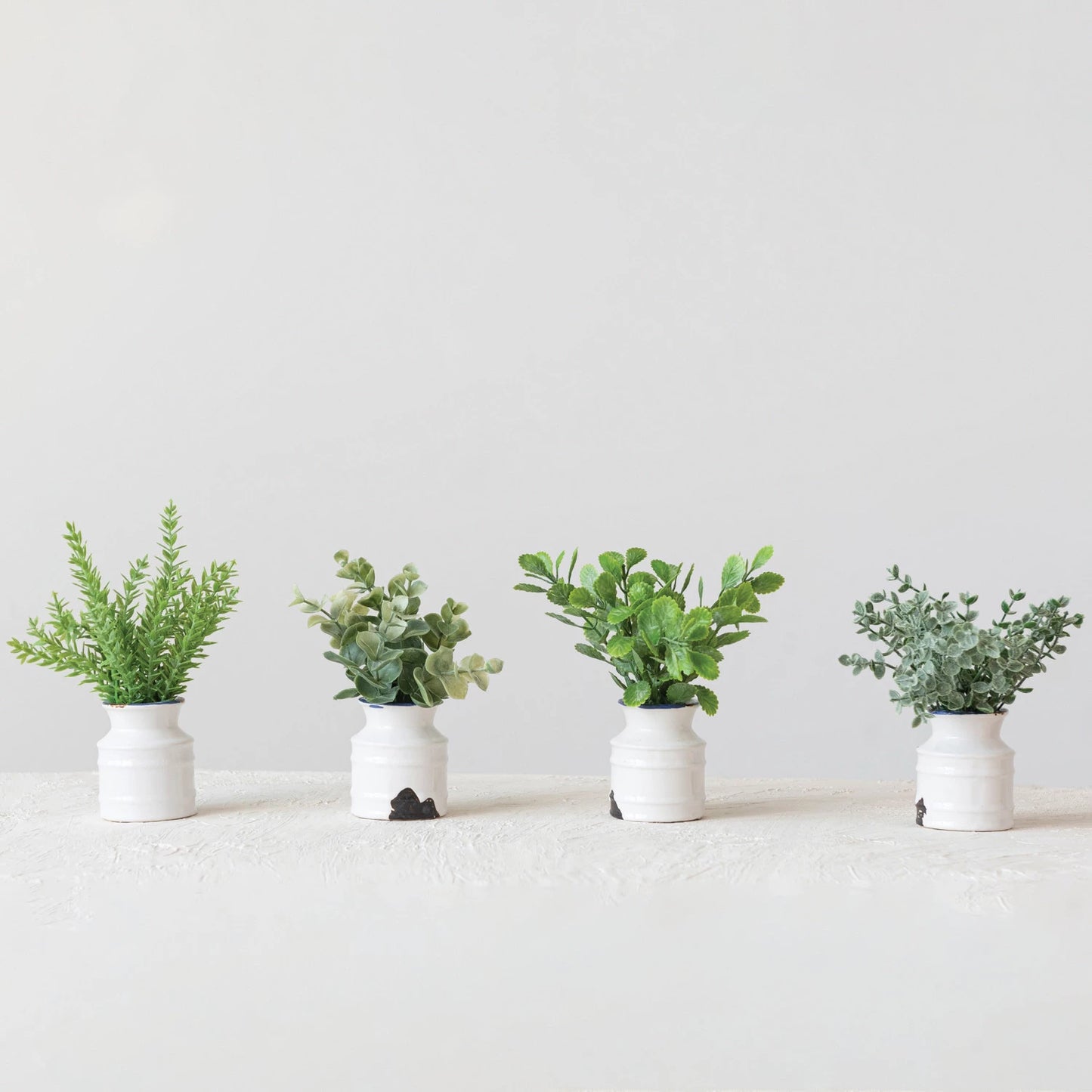 Faux Plant In Stoneware Pot