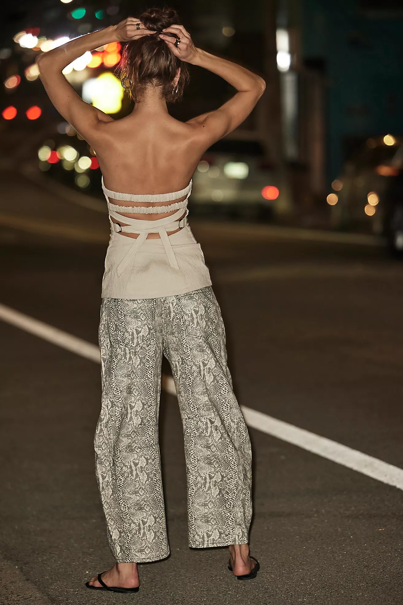 Free People Good Luck Barrel Jeans Snake Combo