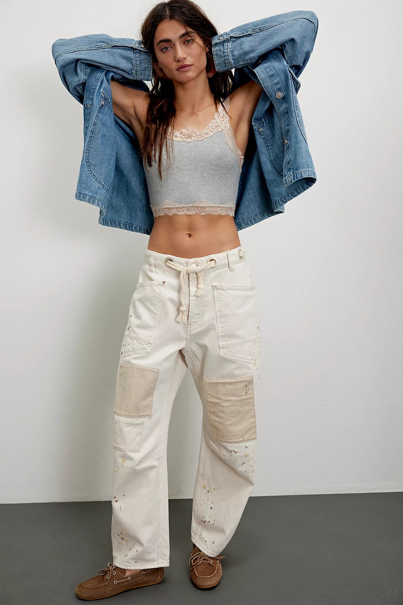 Free People Moxie Low Slung Pull On Barrel Jeans