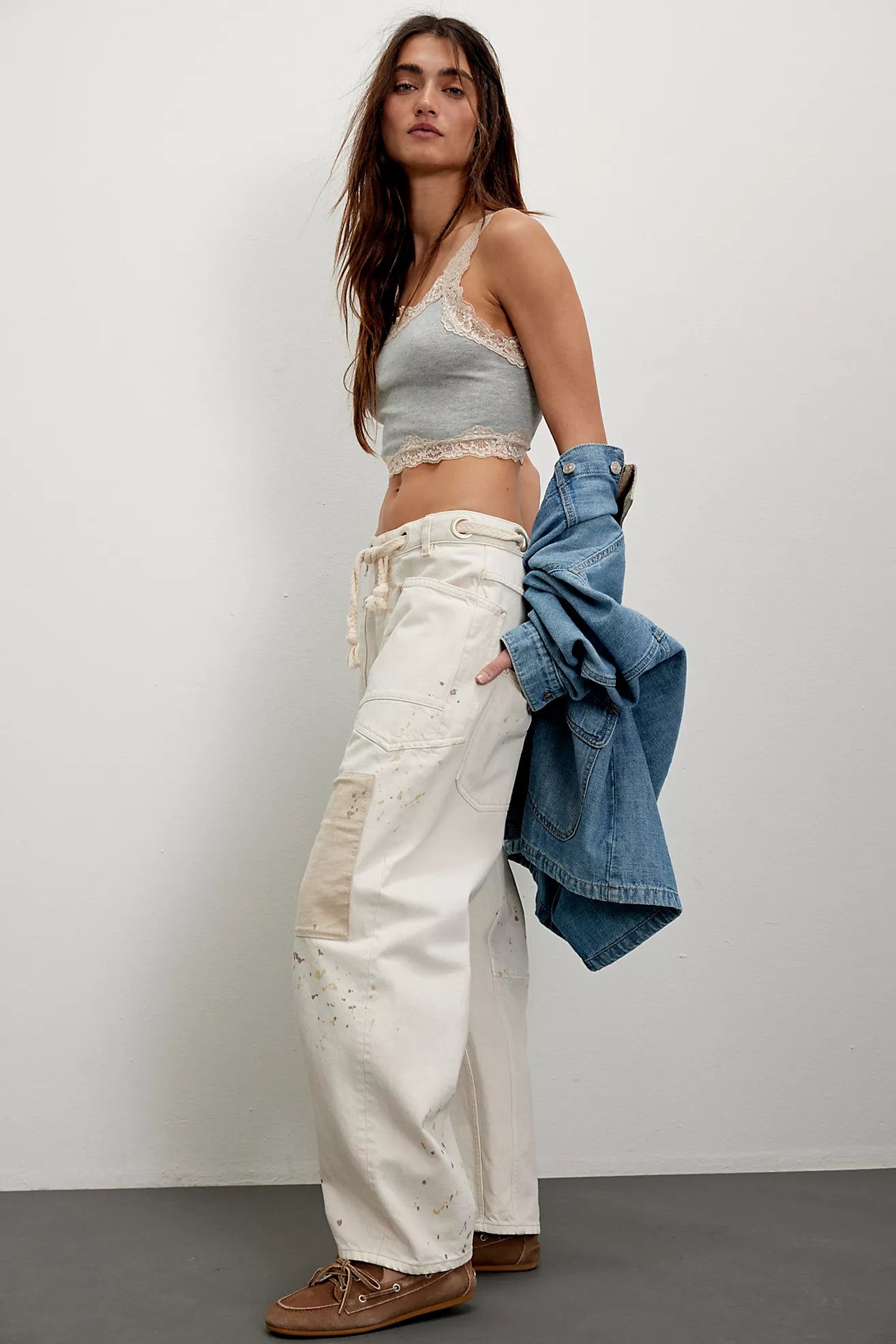 Free People Moxie Low Slung Pull On Barrel Jeans