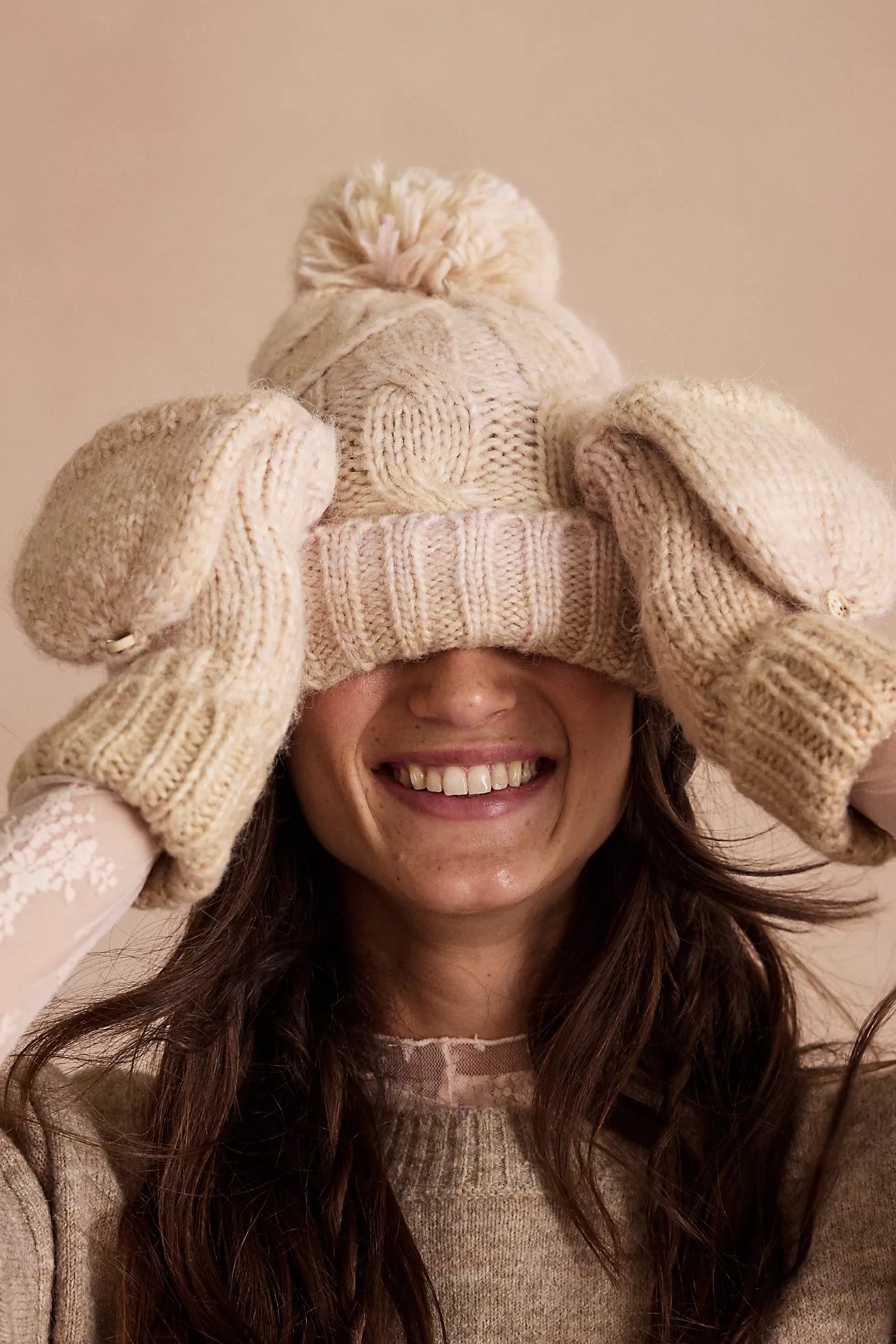 Free People Rainbow Run Hat + Gloves Set