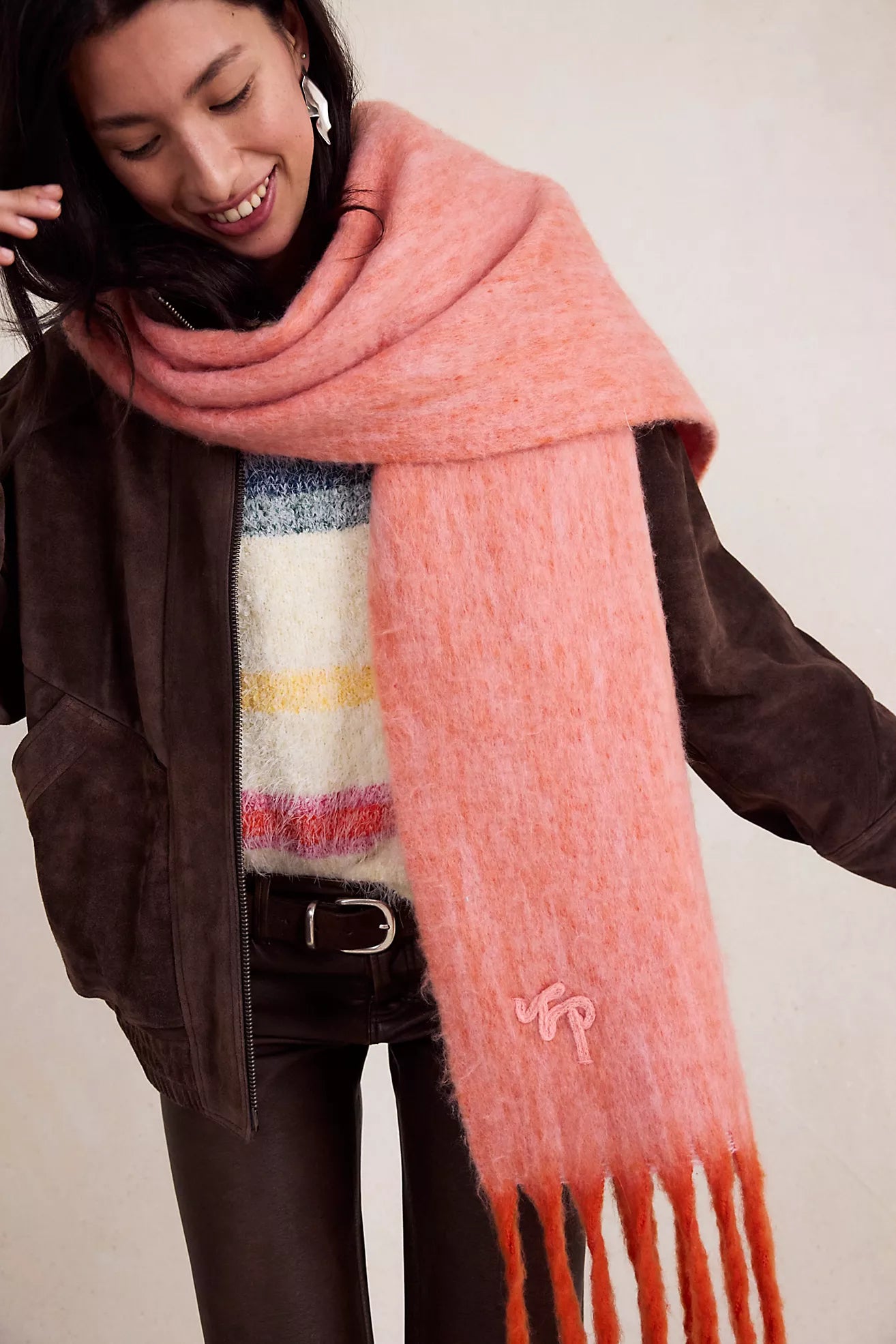 Free People Winter Chll Blanket Scarf Pink