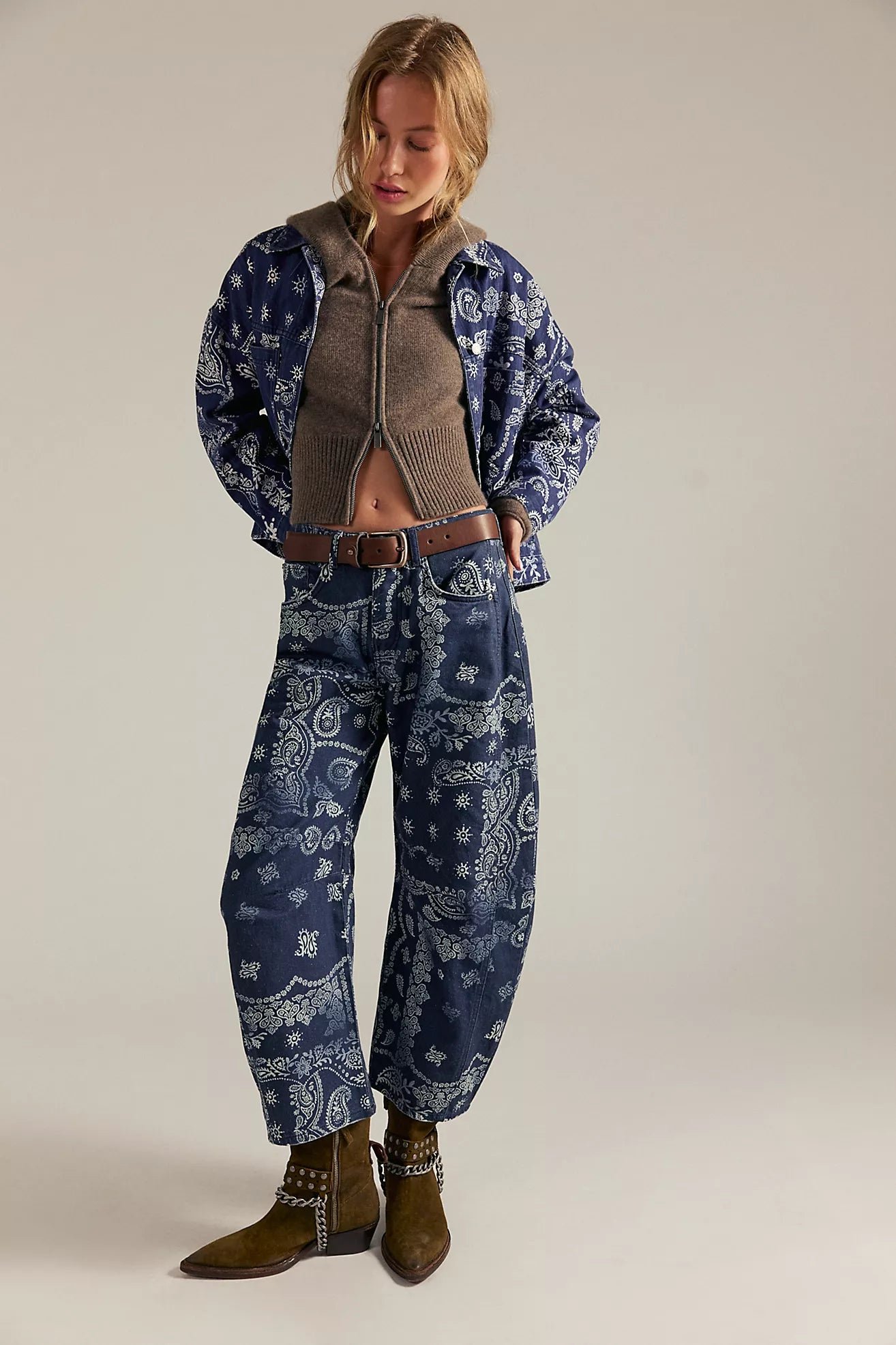 Free People Opal Swing Printed Denim Jacket