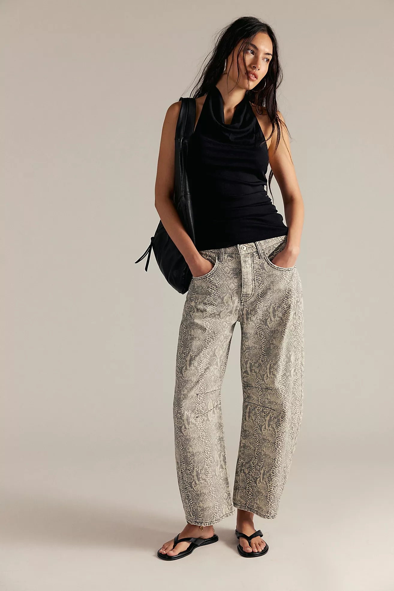 Free People Good Luck Barrel Jeans Snake Combo