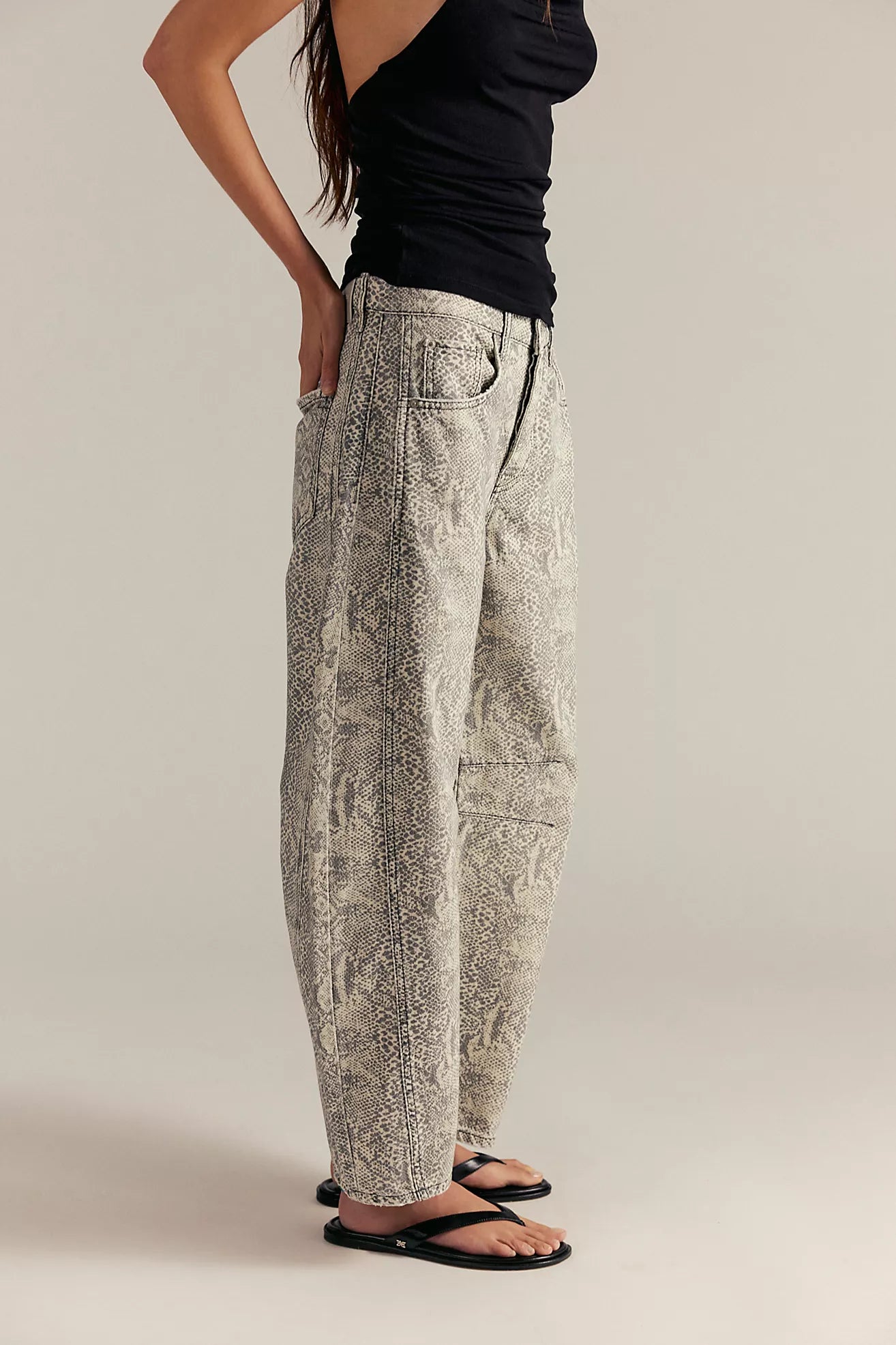 Free People Good Luck Barrel Jeans Snake Combo